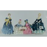 Royal Doulton lady figures Afternoon Tea HN1747, (crack to base),