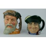 Royal Doulton large character jugs Toby Philpots D6736 and Robinson Crusoe D6532 (2)