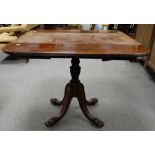 Small drop-leaf 20th Century tripod table on ball and claw feet