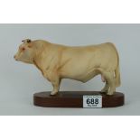 Beswick Charolais Bull on wooden plinth A2463