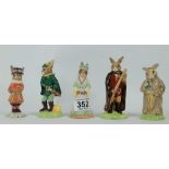 Royal Doulton Bunnykins to include Beefeater DB163 (with cert), Friar Tuck DB246, Maid Marion DB245,