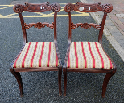 Two decorative dining chairs