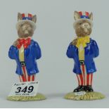 Royal Doulton prototype colourway Bunnykins figures Uncle Sam with different colour bow tie and