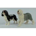 Beswick figure of a King Charles Spaniel 2107B and an Old English Sheepdog 3058 (matt) (2)