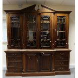 Reproduction mahogany four door library bookcase