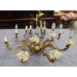 Twentieth century ornate eight branch chandelier decorated with dancing cherubs