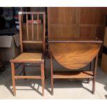 Small Rosewood Drop Leaf Table together with inlaid chair (2)