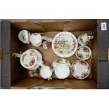 A collection of Royal Albert Old Country Rose items to include teapot, cups, saucers,