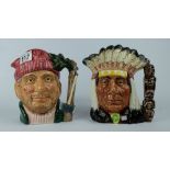 Royal Doulton large character jugs Lumberjack D6610 and North American Indian D6611 both from the