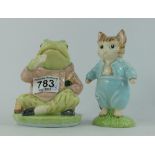 Royal Albert Large sized Beatrix Potter figures Tom Kitten (seconds) and Jeremy Fisher (2)