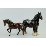 Beswick 818 shire horse together with stocky jogging mare 1090 (2)