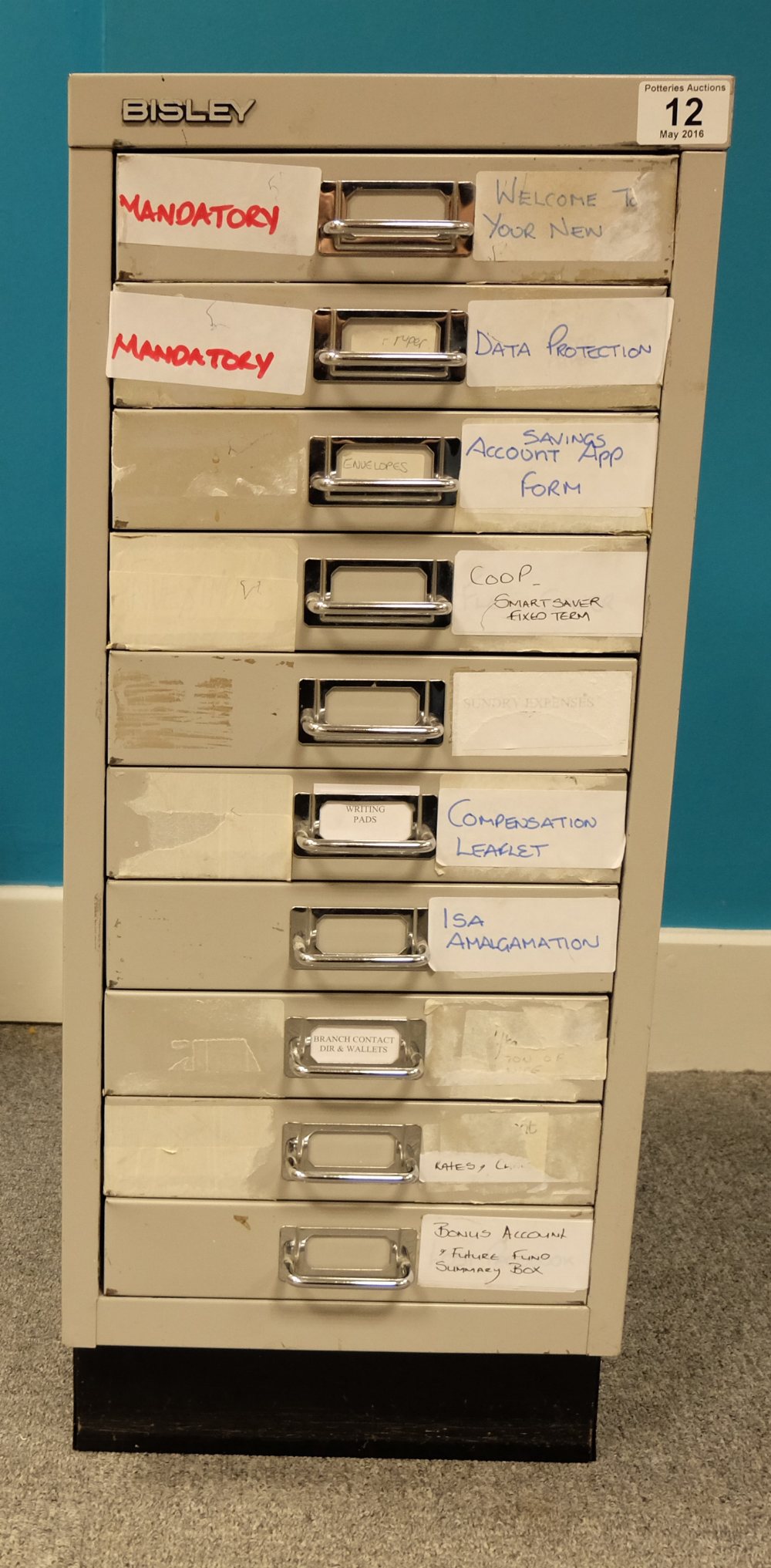 Bisley 10 draw metal filing cabinet