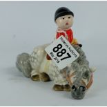 Beswick Thelwell comical girl on grey pony ''Kickstart" 2769a