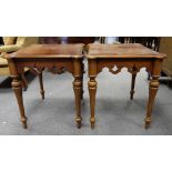 Pair of 20th Century mahogany reproduction tables with column legs (2)