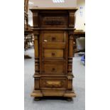 French 19th Century carved walnut bed-side cabinet with marble top