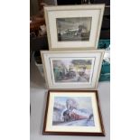 3 framed prints of steam engines to include one limited edition signed item (3)