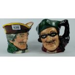 Royal Doulton large character jugs Dick Turpin D5485 and Style Two Dick Turpin D6528 (2)