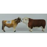 Beswick Hereford Bull 1363C and Jersey Bull 1422 (2)