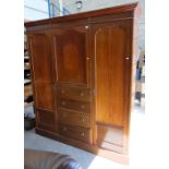 Edwardian Inlaid Combination Mahogany Wardrobe