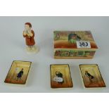 Royal Doulton Dickens ware to include Sairey Gamp trinket box (chipped), Mr Micawber,