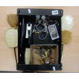 A mixed collection of items to include dressing table sets, modern gents watches,