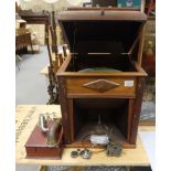 2 old wood gramophones with parts for restoration