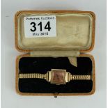 Helvetia 9ct gold ladies watch in original box with rolled gold bracelet