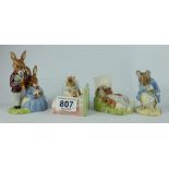 Royal Albert Beatrix Potter figures to include Gentleman Mouse made a bow,
