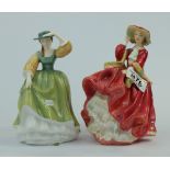 Royal Doulton lady figures Buttercup HN4805 and Top O the Hill HN1834 (2)