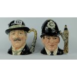 Royal Doulton large character jugs City Gent D6815 and London Bobby D6744 (2)