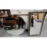 Large bevel edged wall mirror and similar modern items (2)