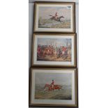 3 framed prints of hunting scenes (3)