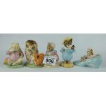 Royal Albert Beatrix Potter figures to include Jeremy Fisher, Old Mr Brown,