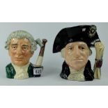 Royal Doulton large character jugs Apothecary D6567 and George Washington D6689 (2)