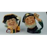 Royal Doulton large character jugs Old Salt D6551 and Town Crier D6530 (2)
