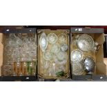 A large collection of pressed glass items (3 trays)