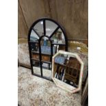 Oval framed mirror and similar floral items (2)