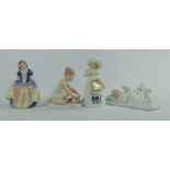 Royal Doulton small figures New Baby HN3713, Dinky Doo HN1678,