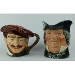 Royal Doulton large character jugs Parson Brown D5486 and Drake D6115 (2)