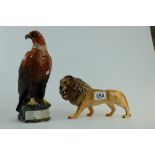 Beswick Golden Eagle decanter together with lion standing 2554B