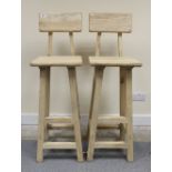 Pair of Elm tall bar stools