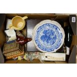 A good collection of mixed items to include boxed cutlery set, musical cigarette box, pottery items,