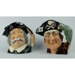 Royal Doulton large character jugs Long John Silver D6335 and Sancho Panca D6456 (2)