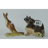 Beswick Racoon on log 2194 and Kangaroo 2312(2)