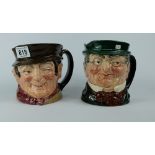 Royal Doulton large character jugs Mr Pickwick D6060 and Sam Weller D6064 (2)