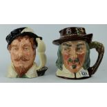 Royal Doulton large character jugs limited edition Sir Francis Drake D6805 and Anniversary Izaak