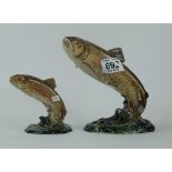 Beswick Trout on Base 1032 and smaller Trout on base 1390 (2)