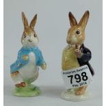 Beswick Beatrix Potter figure Mr Benjamin Bunny (pipe out) and Peter Rabbit both BP2 (2)