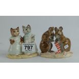 Royal Albert Beatrix Potter Tableau figures Mittens and Moppet BP6a and The Christmas Stocking BP6a