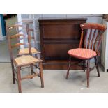 Two rush seated oak chairs,